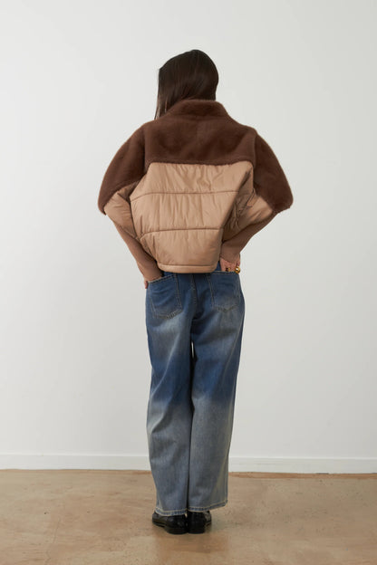 CHAQUETA ZENIA TAUPE & CHOCO