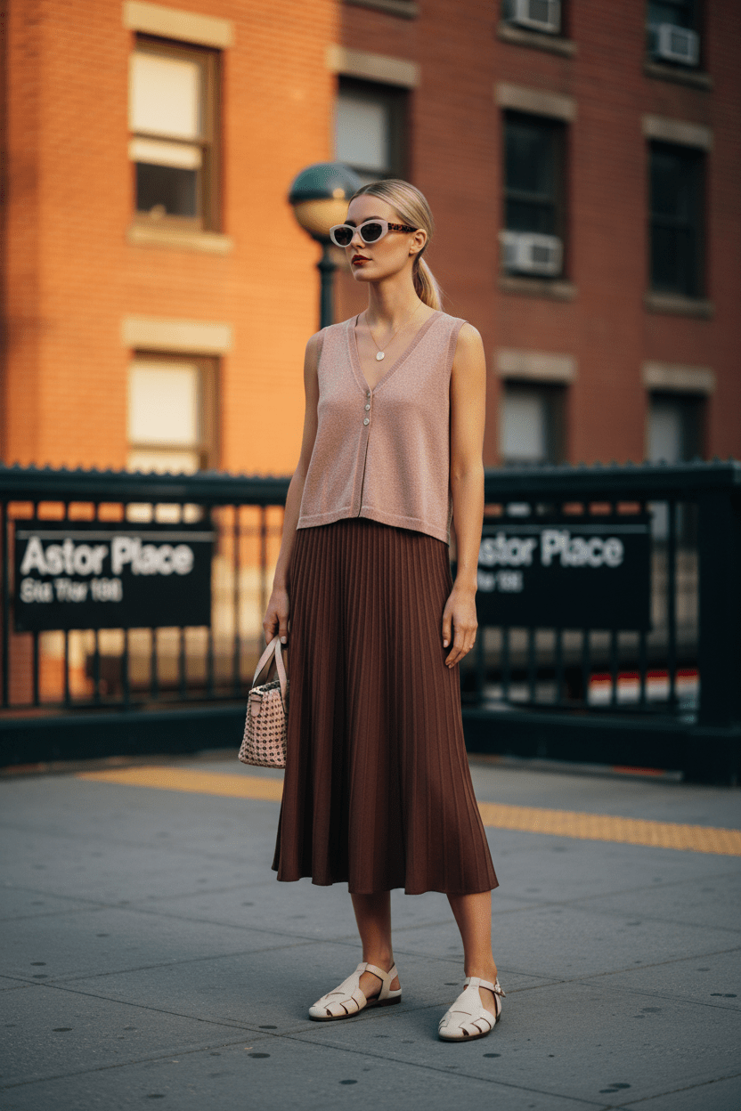 CHALECO BESSETTE LAMÉ BLUSH - Sister Birkin