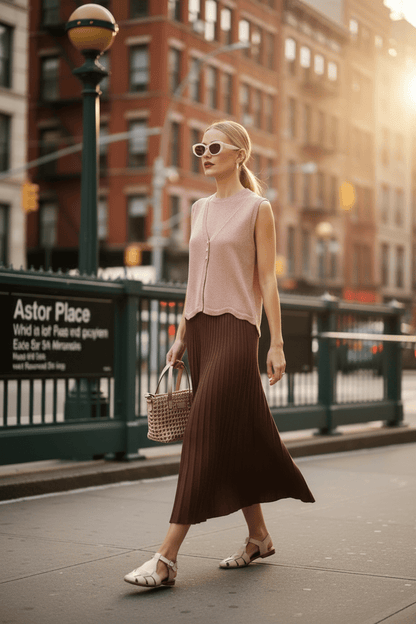 CHALECO BESSETTE LAMÉ BLUSH - Sister Birkin
