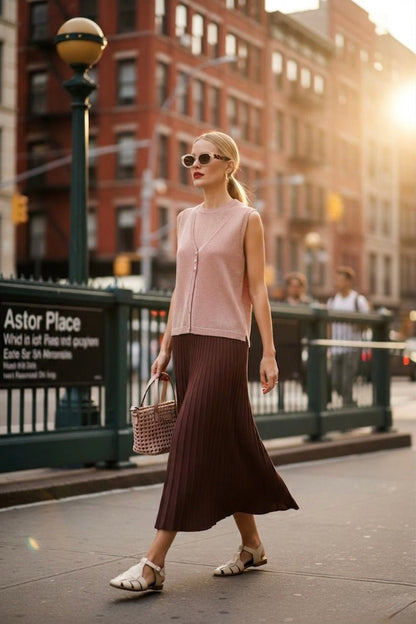 CHALECO BESSETTE LAMÉ BLUSH - Sister Birkin