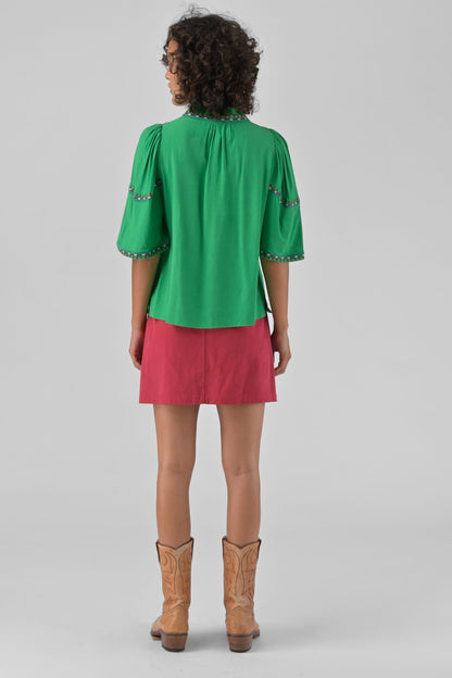 TOP BRODERIE CORA VERT