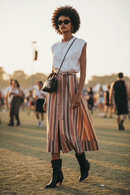 FALDA ANYCIA RAYURES ORANGE - Sister Birkin
