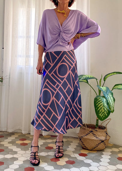 TOP DRAPEADO SILK SARAH LAVANDA - Sister Birkin 
