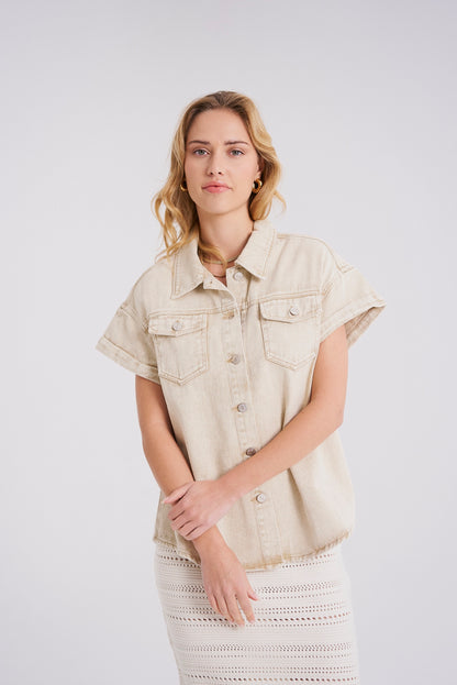 CAMISA VAQUERA CINTIA BEIGE - Sister Birkin 