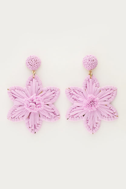 PENDIENTES RAFIA TUNJA LILA