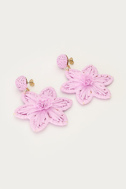 PENDIENTES RAFIA TUNJA LILA