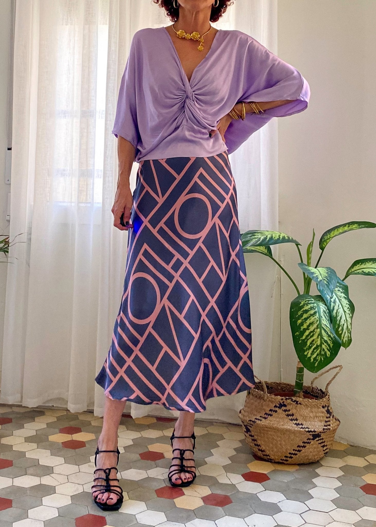 TOP DRAPEADO SILK SARAH LAVANDA - Sister Birkin
