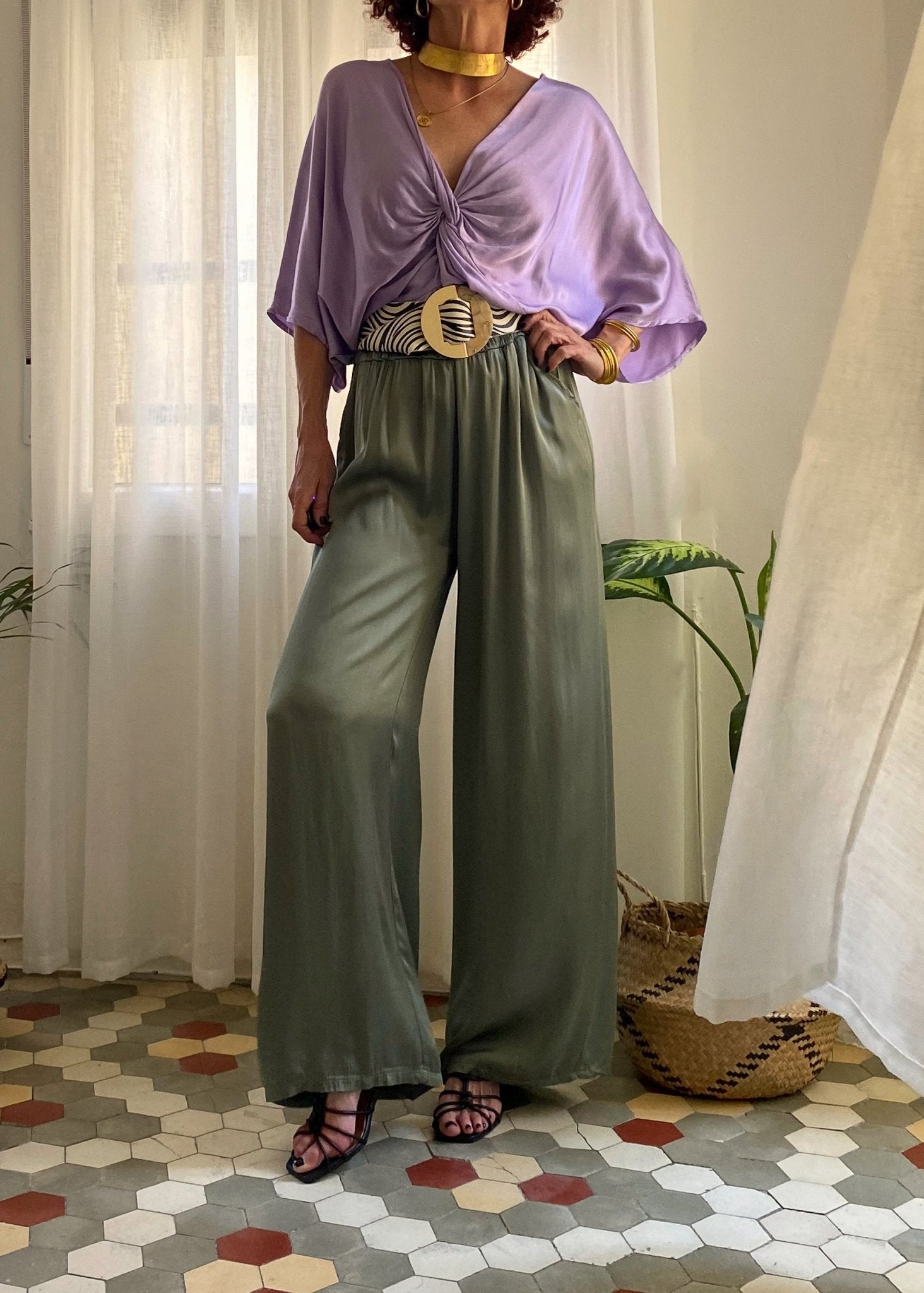 TOP DRAPEADO SILK SARAH LAVANDA - Sister Birkin