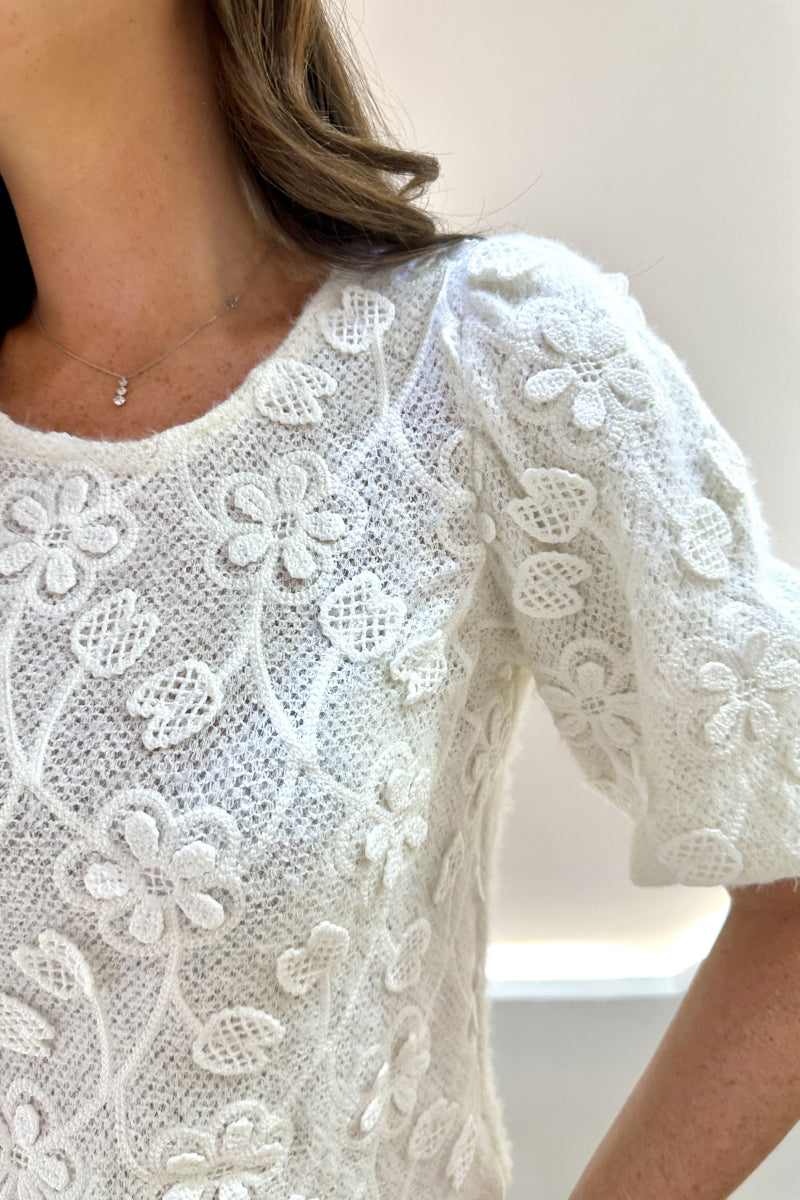 TOP DE PUNTO BLOSSOM LACE IVORY