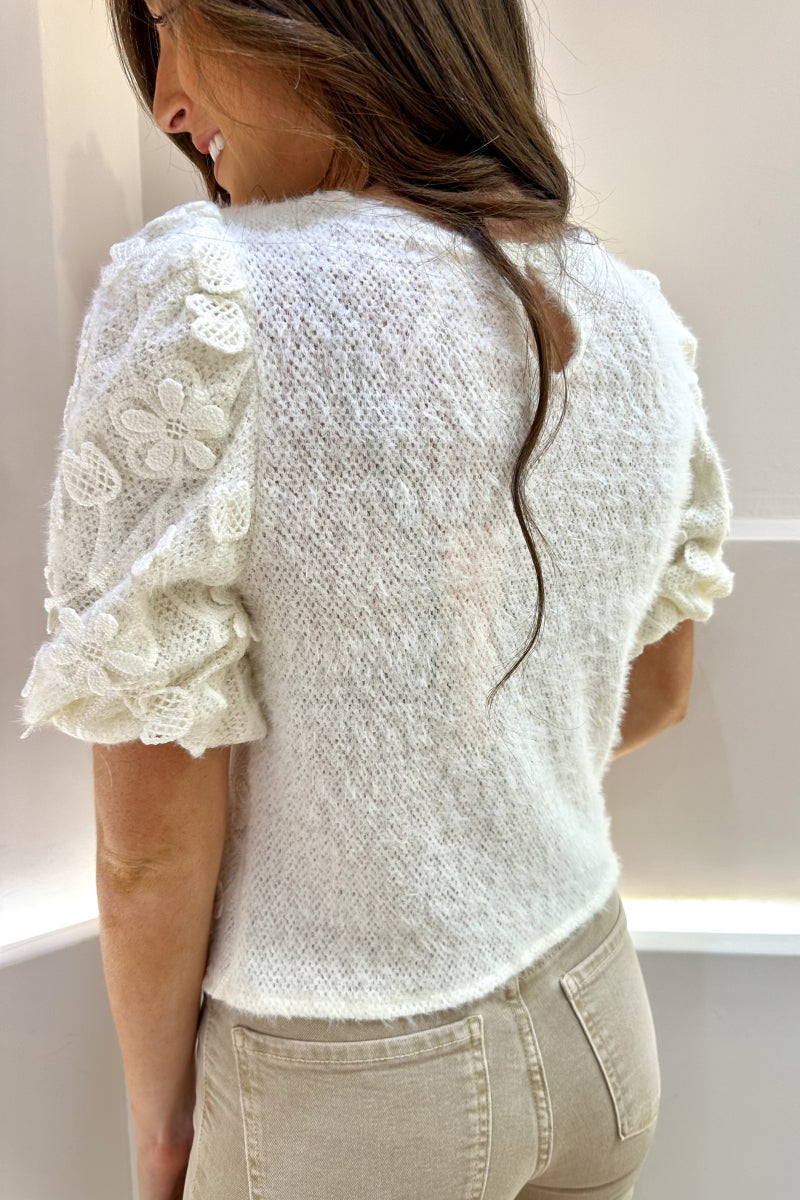 TOP DE PUNTO BLOSSOM LACE IVORY