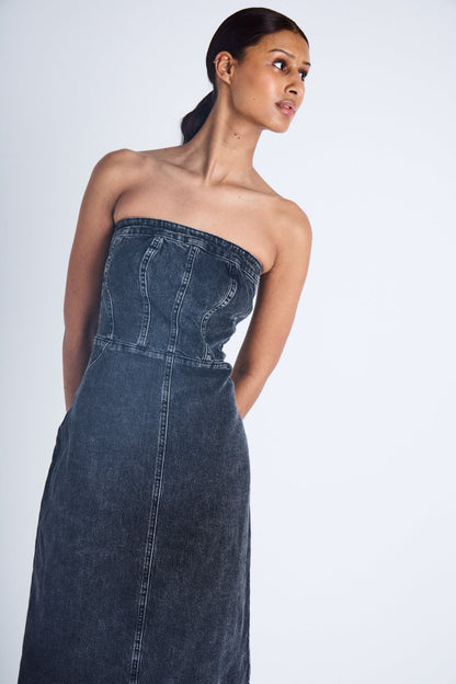 VESTIDO ÍNDIGO DENIM WASHED BLACK - Sister Birkin
