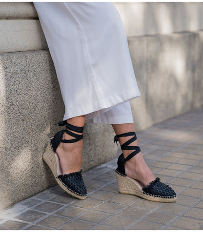 ALPARGATA DE RAFIA MIRACLE NEGRA - Sister Birkin 