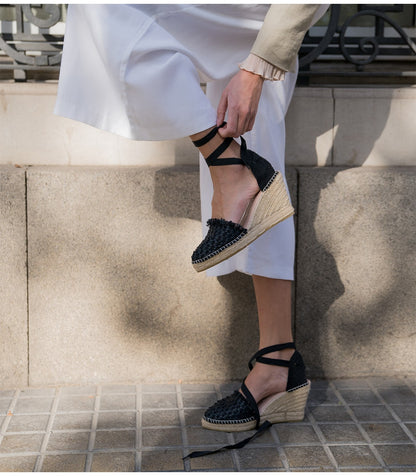 ALPARGATA DE RAFIA MIRACLE NEGRA - Sister Birkin 