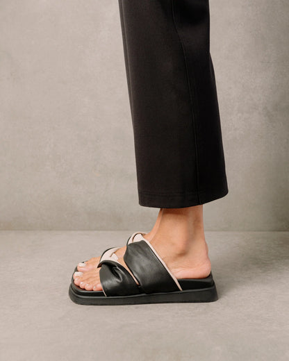 SANDALIAS BICOLOR SHAKA BLACK IVORY - Sister Birkin 